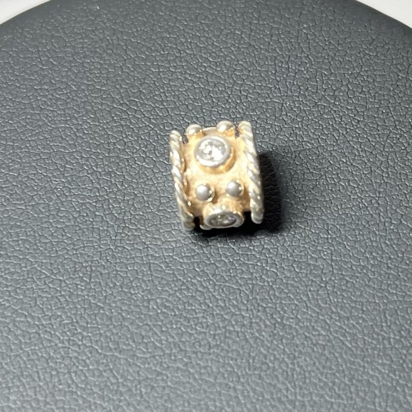Pandora 925 Sterling Silver Charm Bead with Clear CZ Stones. Retired - Picture 6 of 6